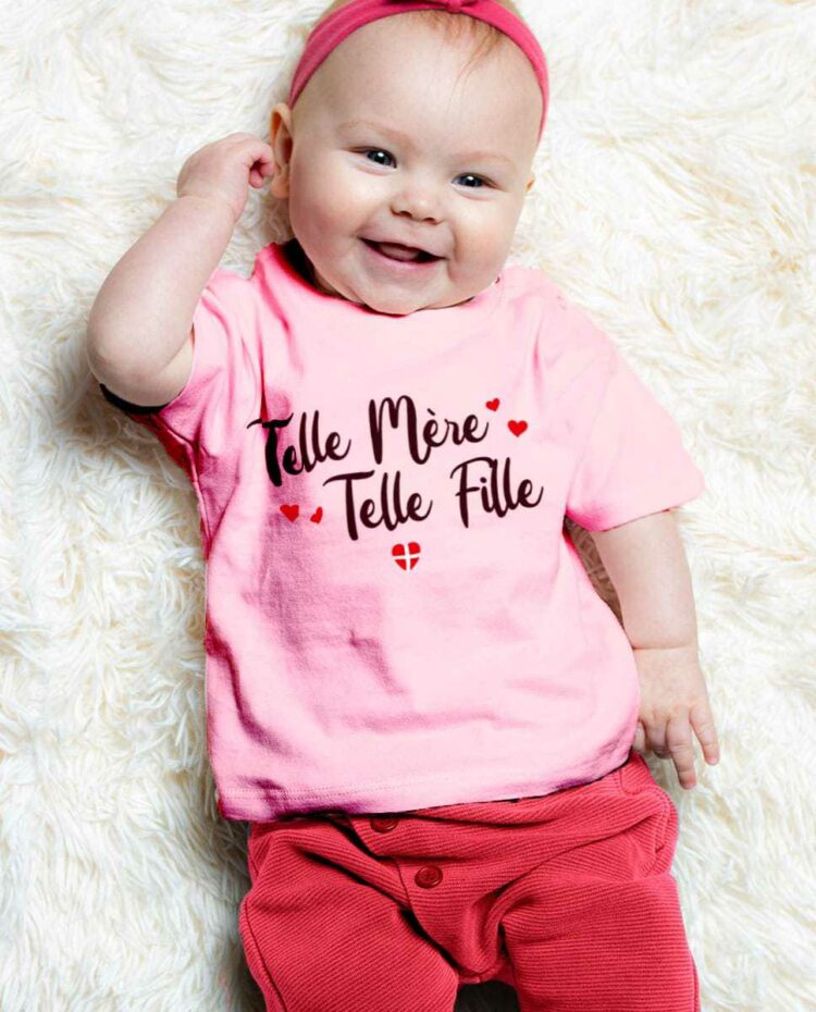 T shirt Blanc rose telle mere tel fille