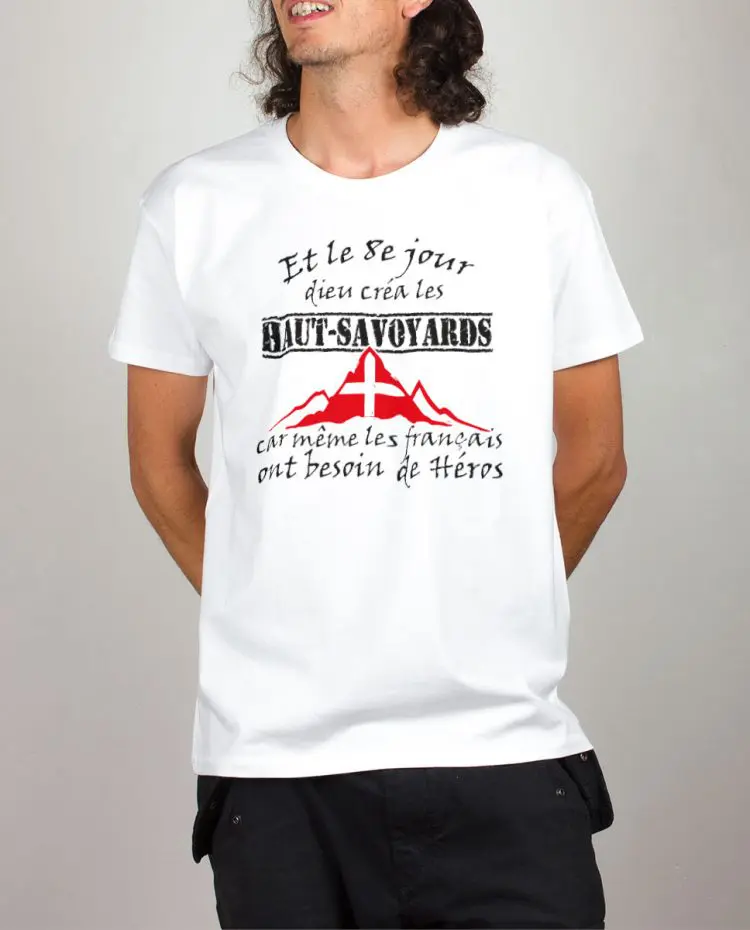 T shirt blanc homme Dieu crea les haut savoyards
