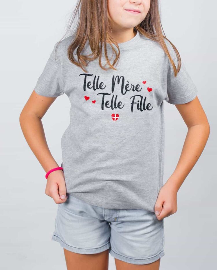 T shirt gris enfant fille telle mere telle fille