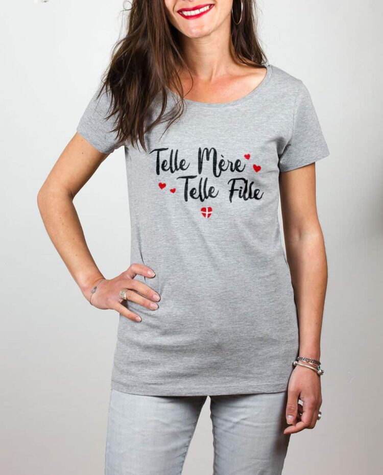 T shirt gris femme Telle mere telle fille