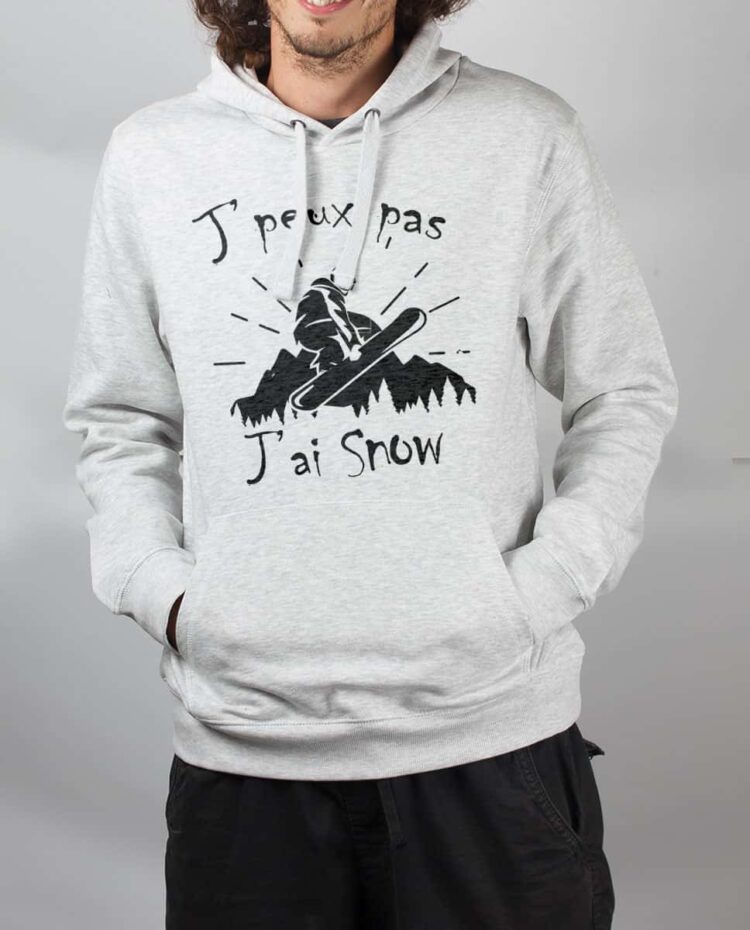 Sweat Blanc homme J peux pas j ai snow