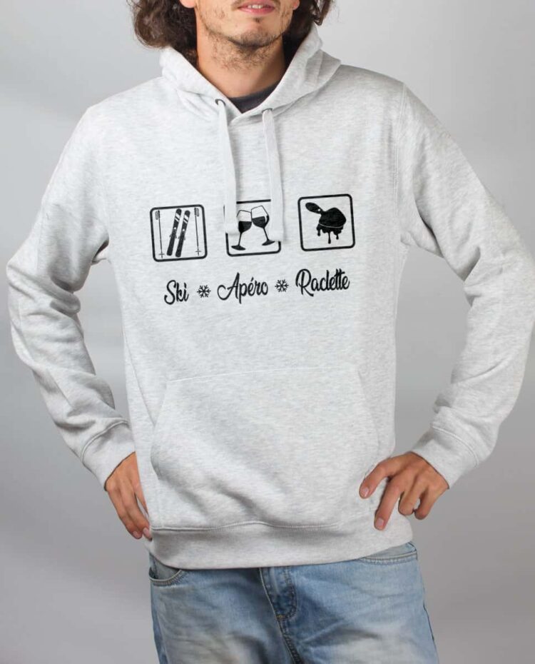 Sweat Blanc homme Ski apero Raclette