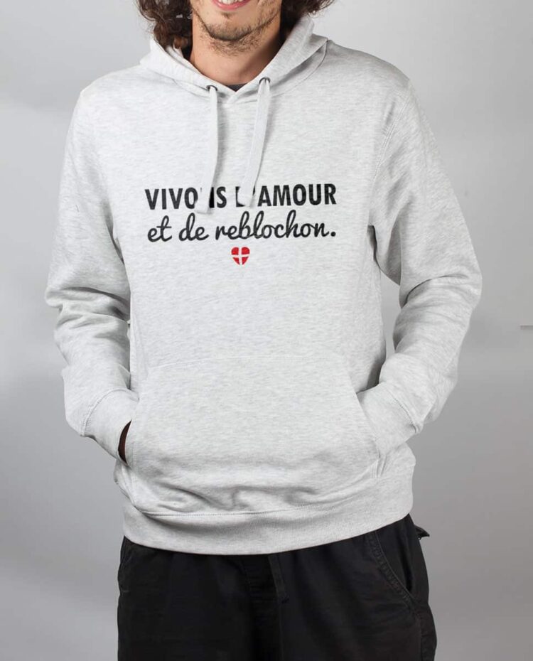 Sweat Blanc homme Vivons d amour et de reblochon