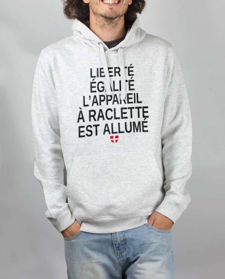 Sweat Blanc homme liberte egalite raclette