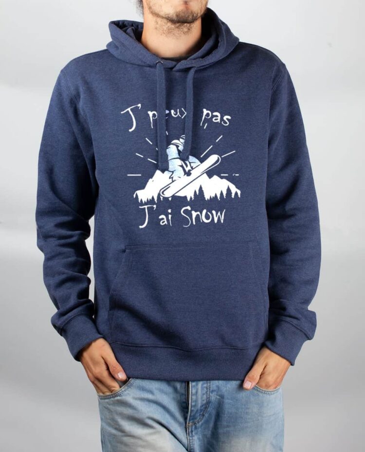 Sweat Bleu chine homme J peux pas j ai snow