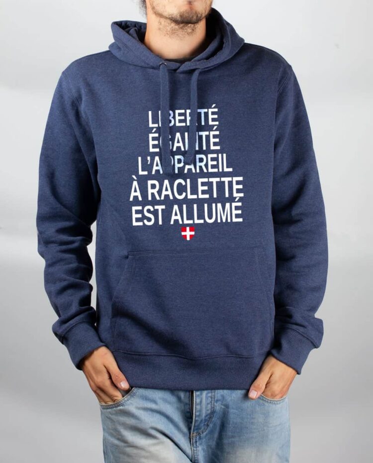 Sweat Bleu chine homme liberte egalite raclette