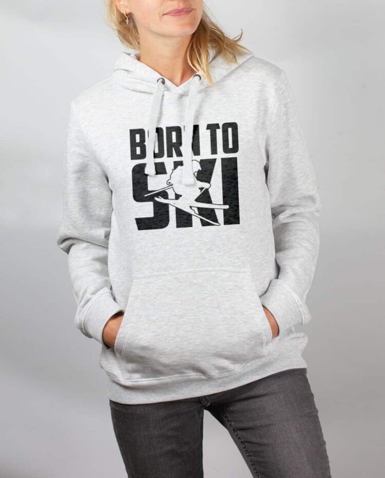 Sweat blanc femme Born to Ski