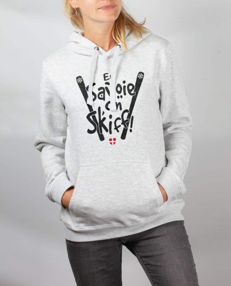 Sweat blanc femme En savoie on skiff