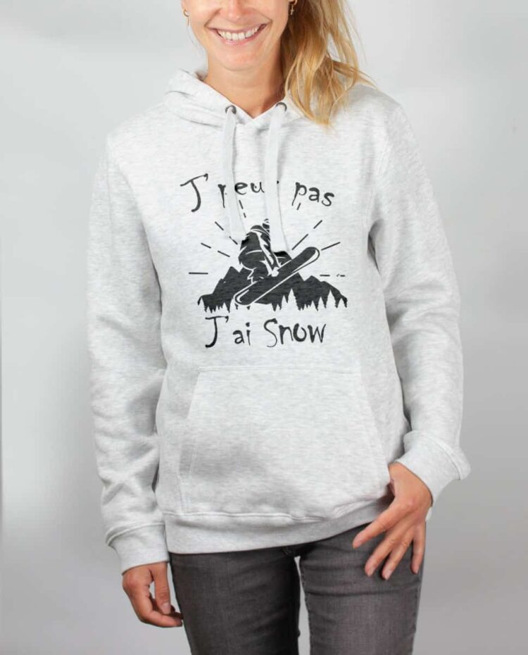 Sweat blanc femme J peux pas j ai snow