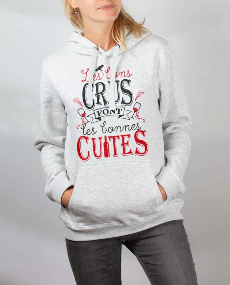 Sweat blanc femme Les Bon crus font les bonnes cuites