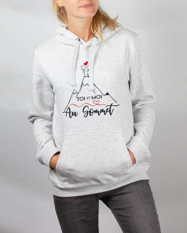 Sweat blanc femme Toi et moi au sommet