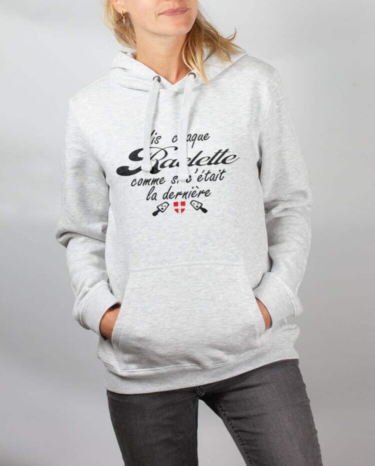 Sweat blanc femme Vis chaque raclette