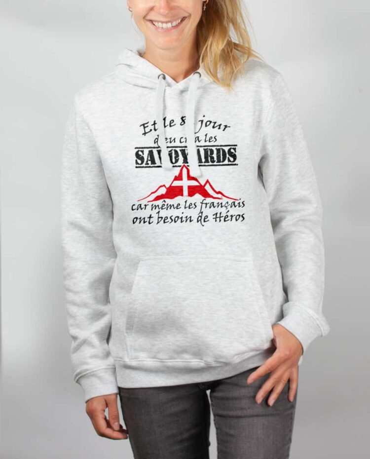 Sweat blanc femme dieu crea les savoyards