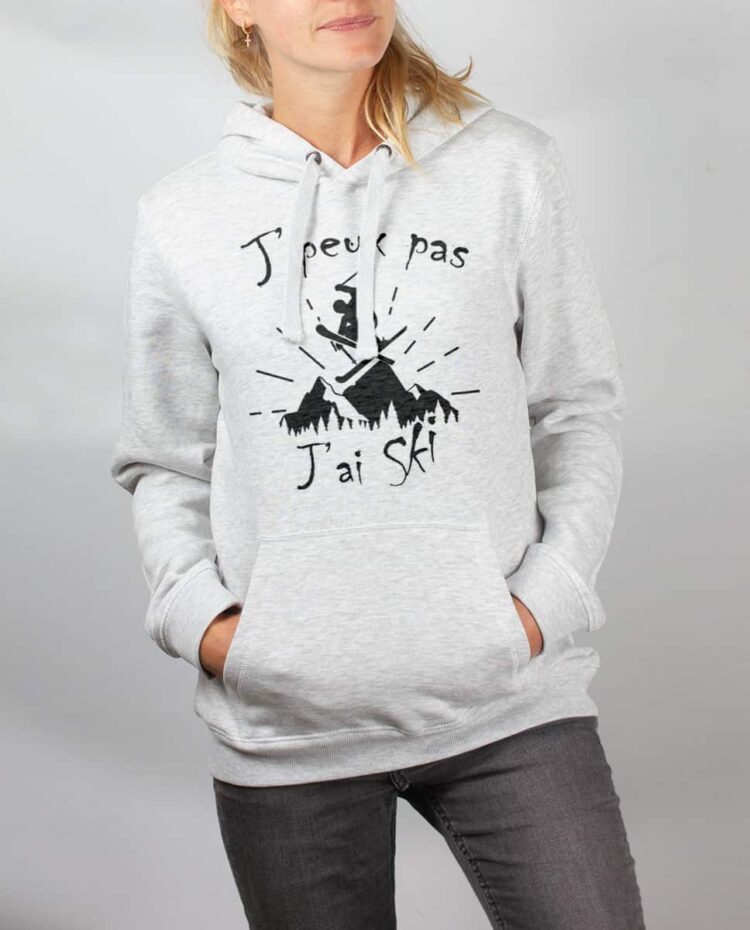 Sweat blanc femme j peux pas j ai ski