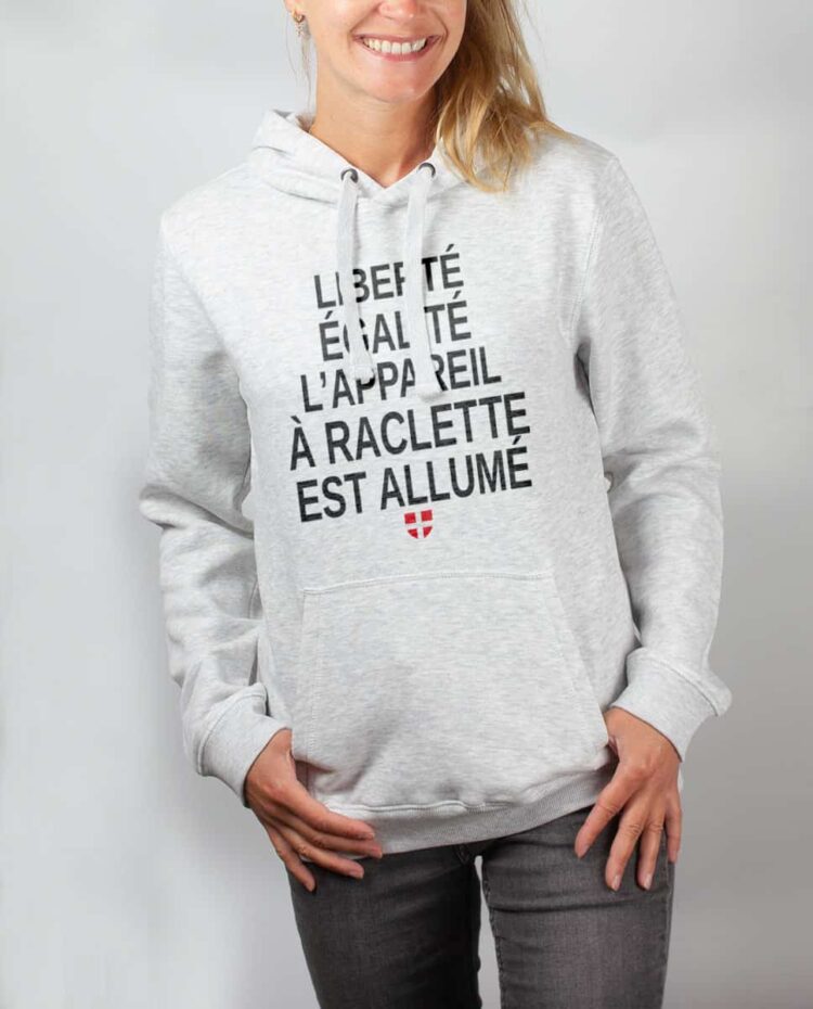 Sweat blanc femme liberte egalite raclette