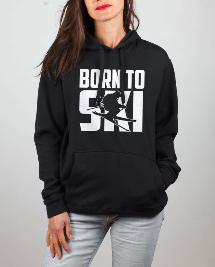 Sweat noir femme Born to Ski