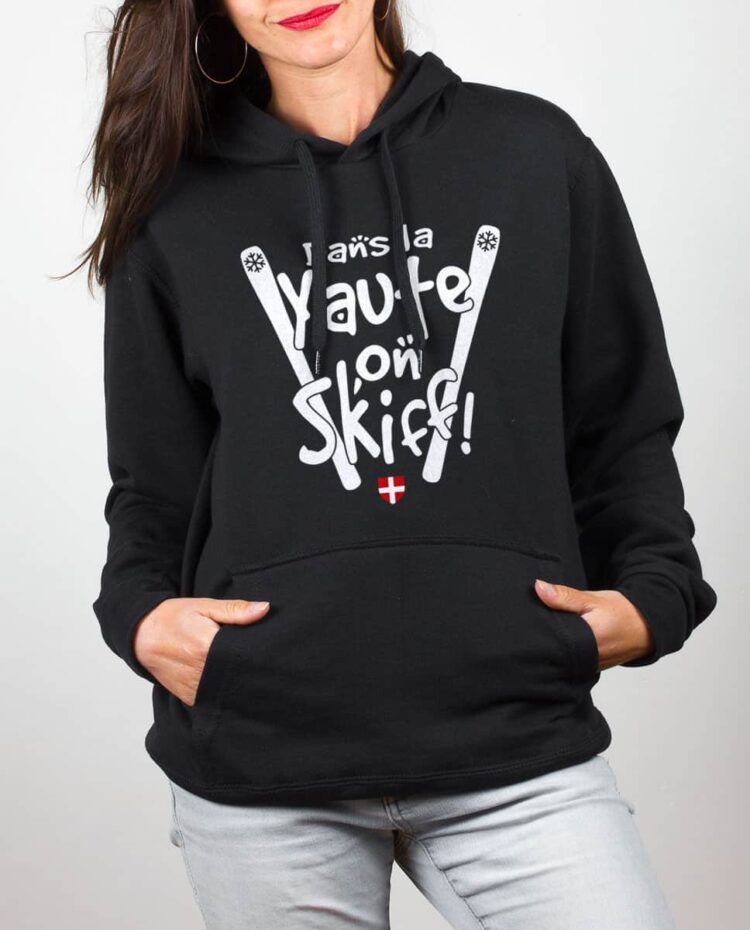 Sweat noir femme Dans la yaute on skiff