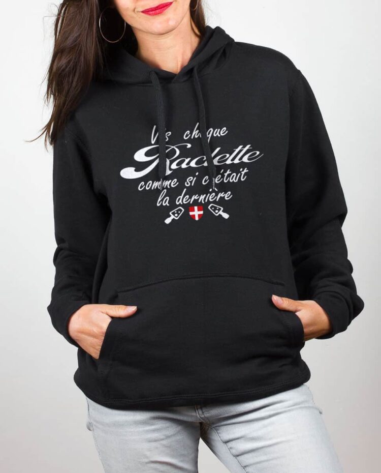 Sweat noir femme Vis chaque raclette