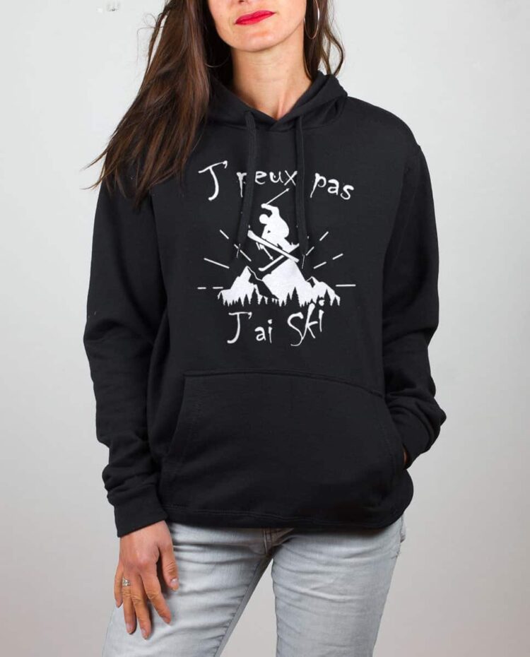 Sweat noir femme j peux pas j ai ski