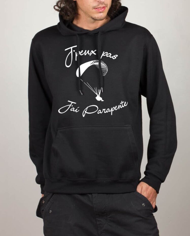 Sweat noir homme J’PEUX PAS J’AI PARAPENTE