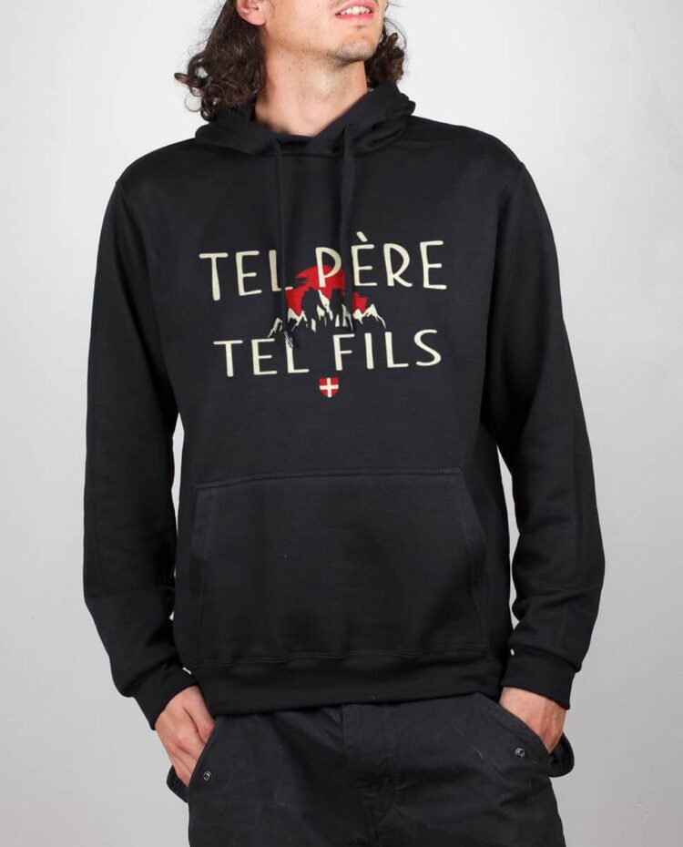 Sweat noir homme tel pere tel fils