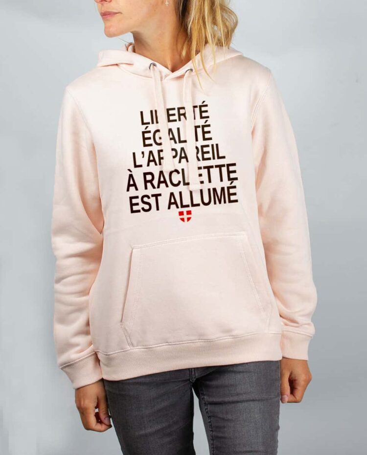 Sweat rose femme liberte egalite raclette