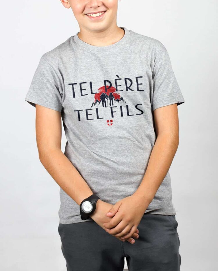 T shirt gris enfant Garcon tel pere tel fils