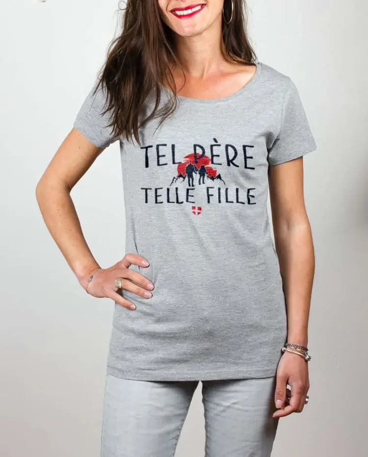 T shirt gris femme tel pere telle fille