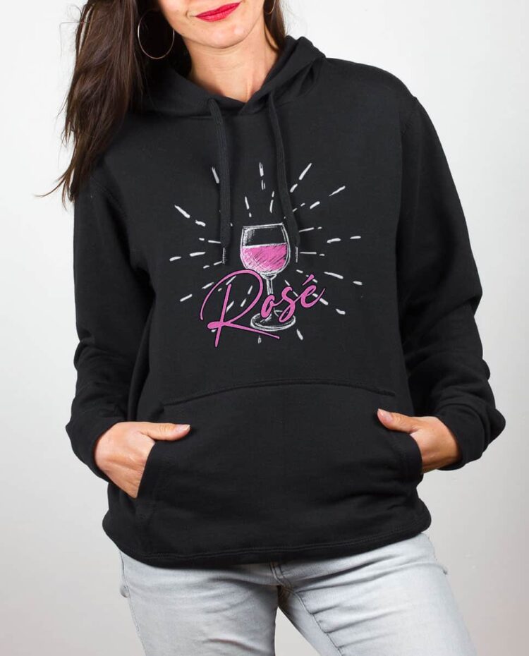 Sweat noir femme Vin rosé