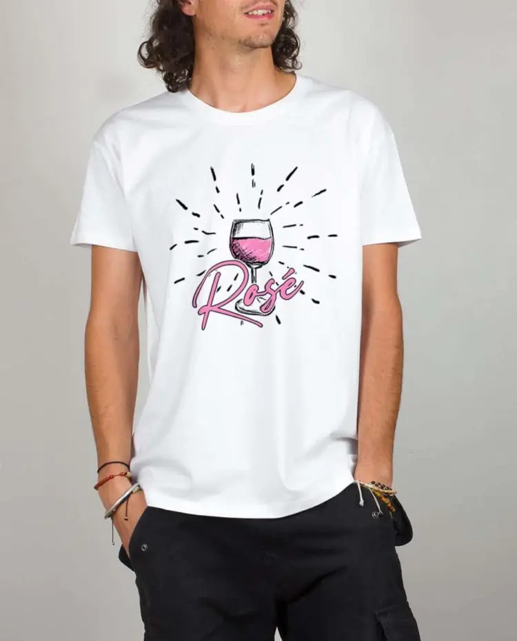 T shirt blanc homme Vin rosé