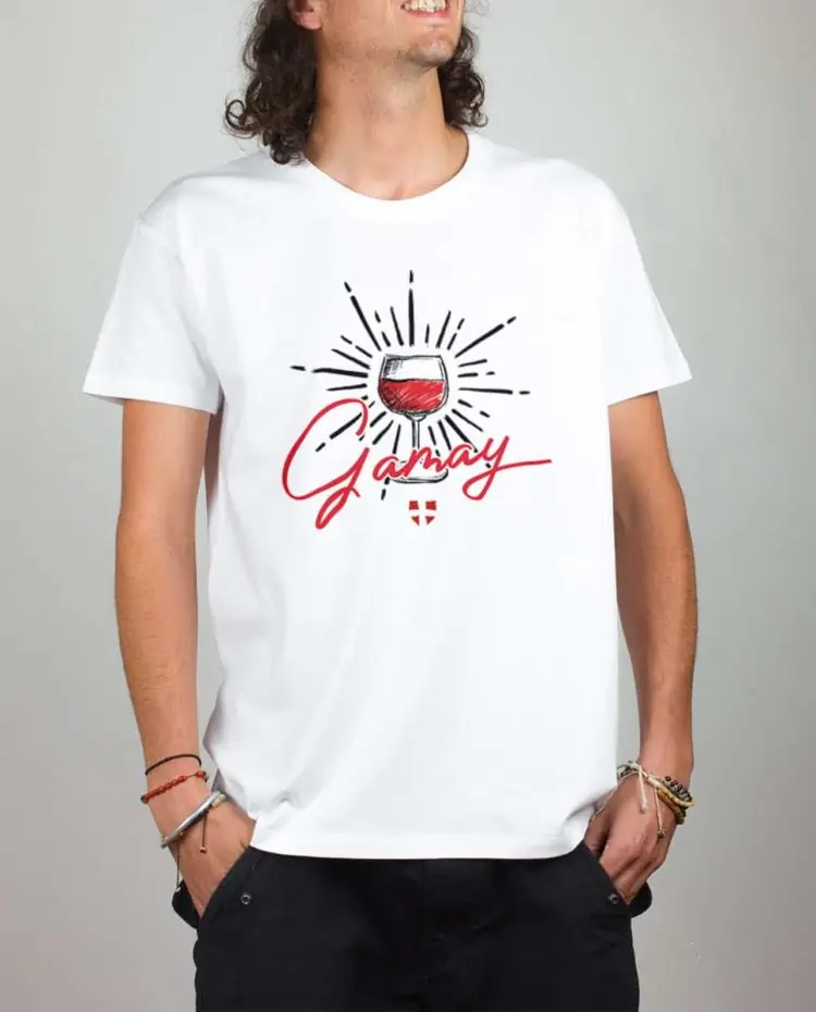 T shirt blanc homme vin Gamay