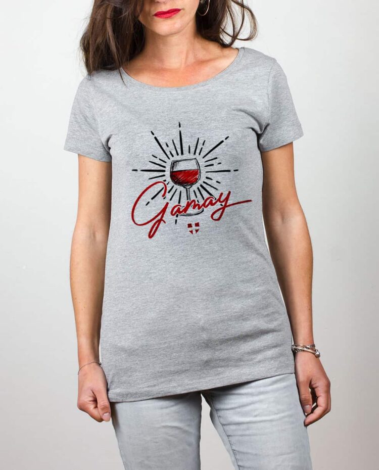 T shirt gris femme vin Gamay