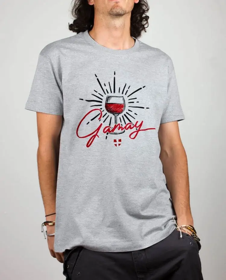 T shirt gris homme vin Gamay