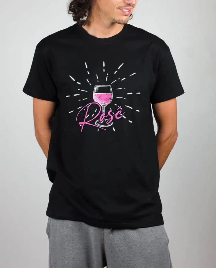 T shirt noir homme Vin rosé
