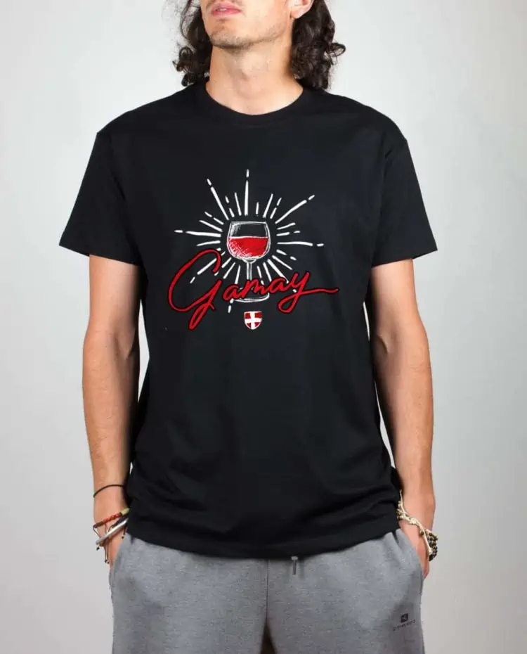 T shirt noir homme vin Gamay