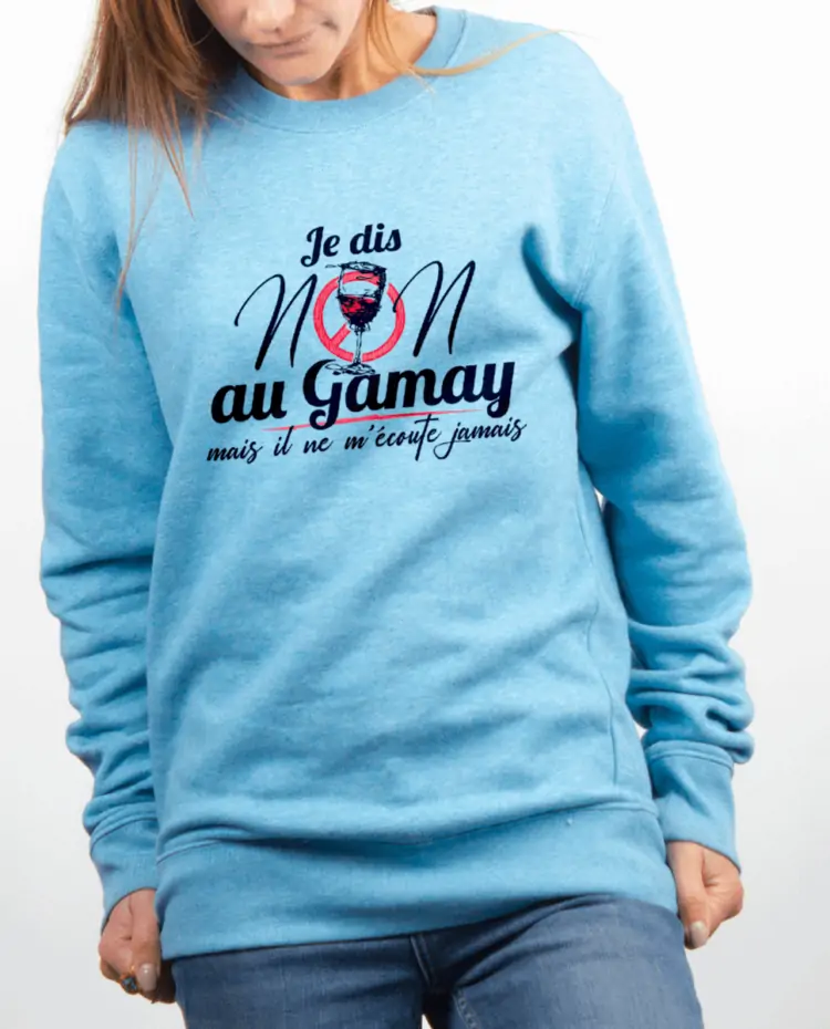 Pull Femme bleu ciel JE DIS NON AU GAMAY
