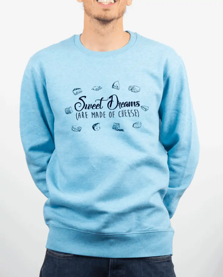 Pull Homme bleu ciel SWEET DREAMS ARE MADE OF CHEESE