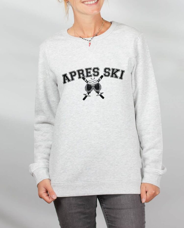 Pull sweat femme blanc Apres ski biere