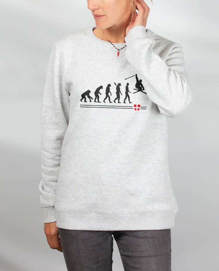 Pull sweat femme blanc Evolution Ski