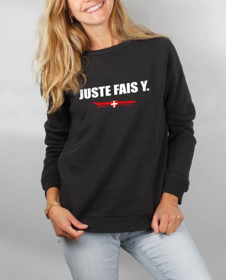 Pull sweat femme noir Juste Fais Y