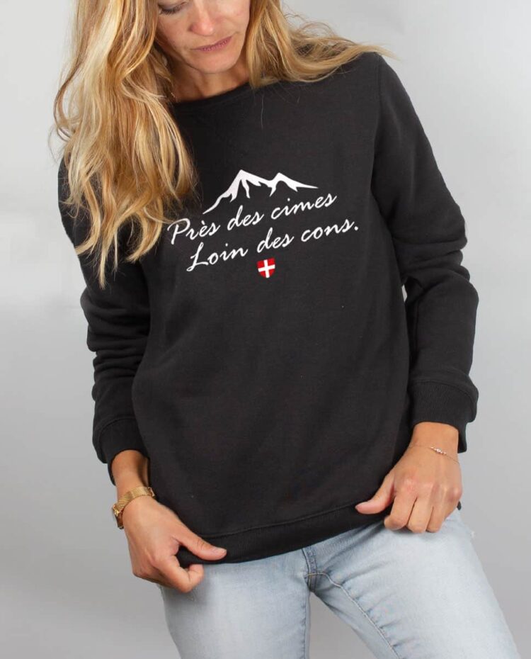 Pull sweat femme noir Pres des Cimes