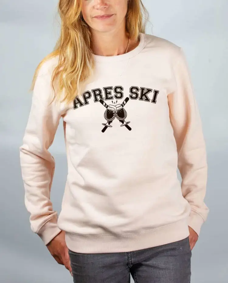 Pull sweat femme rose Apres ski biere