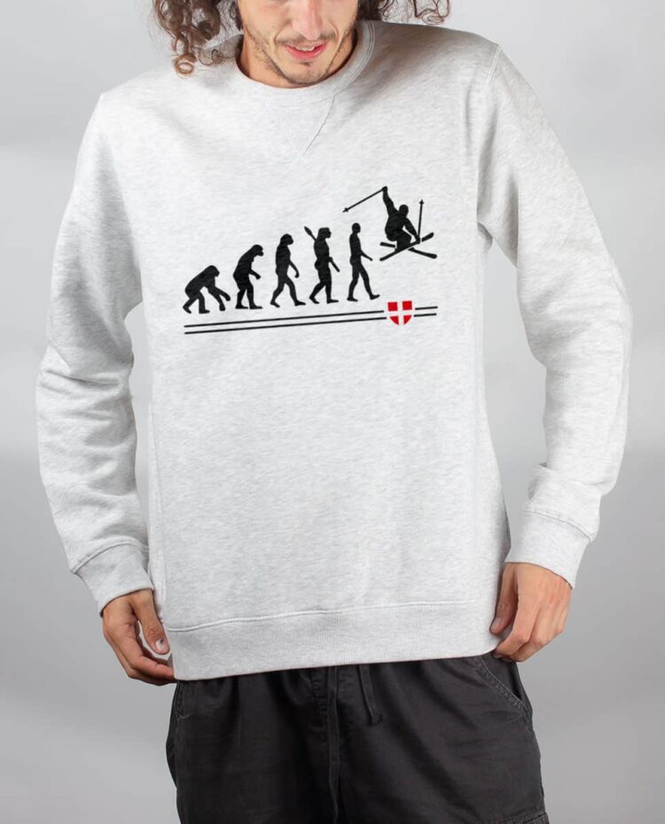 Pull sweat homme blanc Evolution Ski