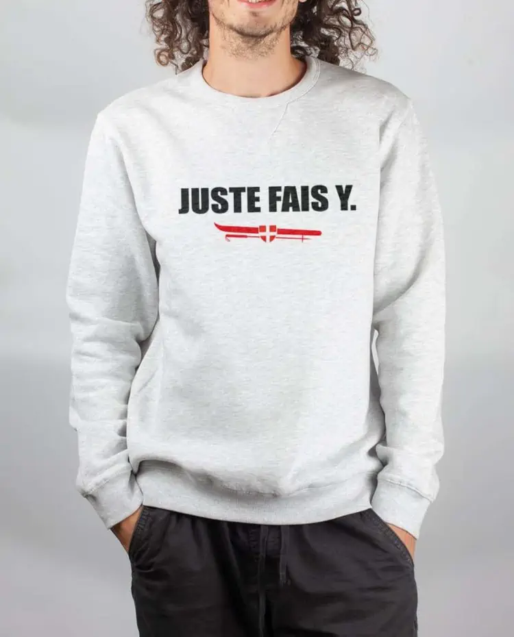 Pull sweat homme blanc Juste Fais Y