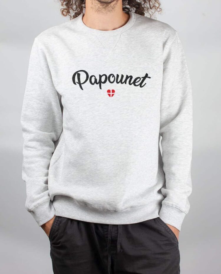 Pull sweat homme blanc papounet
