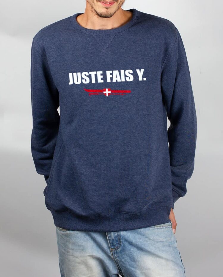 Pull sweat homme bleu Juste Fais Y