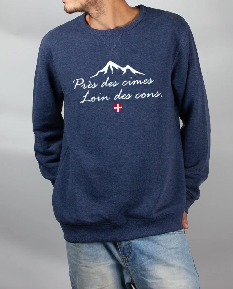 Pull sweat homme bleu Pres des Cimes