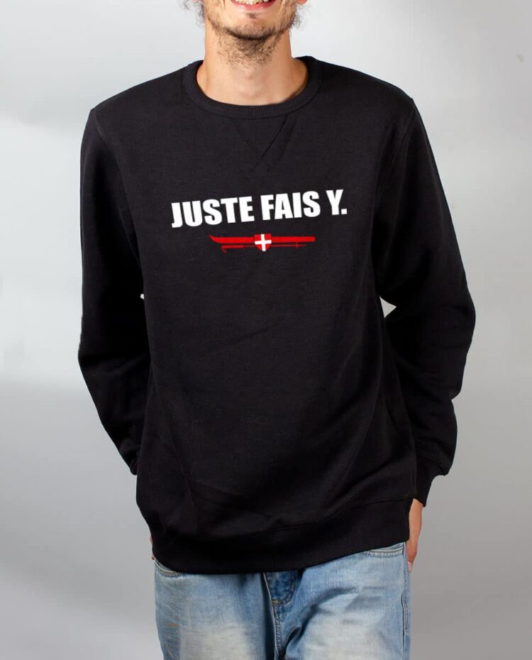 Pull sweat homme noir Juste Fais Y