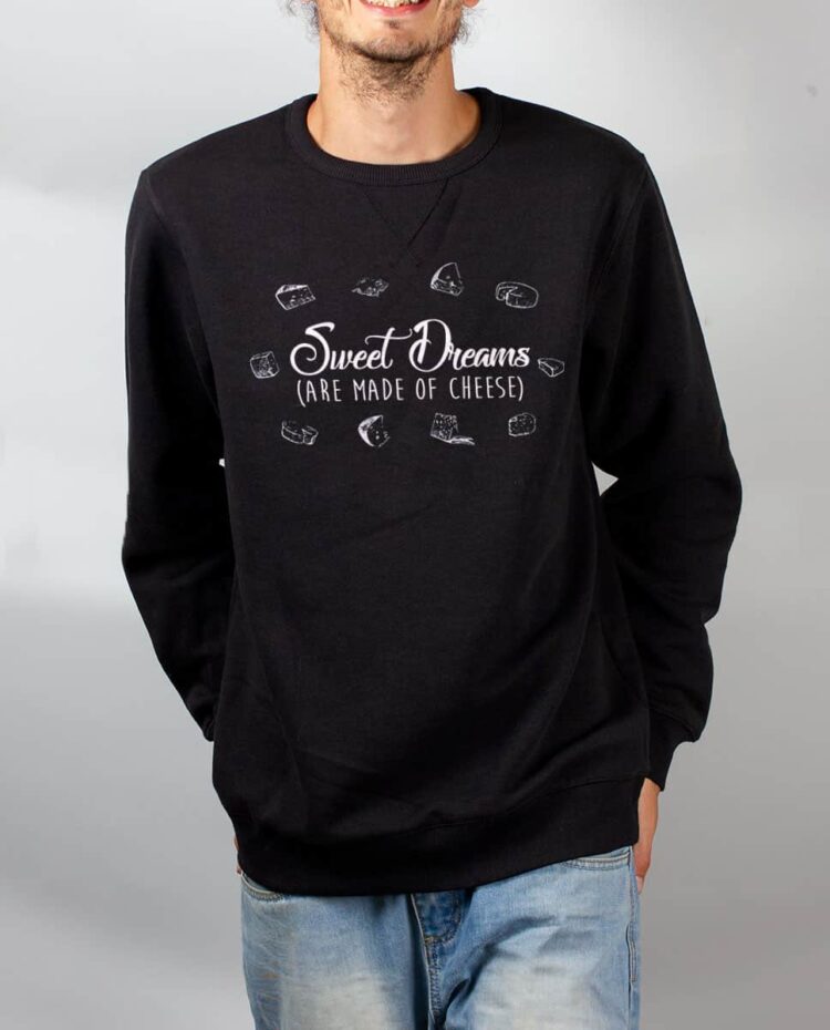 Pull sweat homme noir Sweet dreams are made of cheese