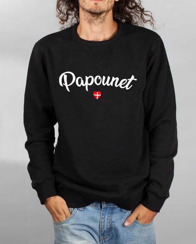 Pull sweat homme noir papounet